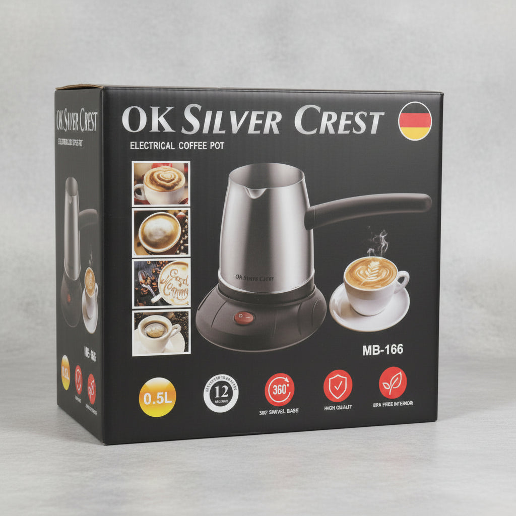 coffee pot Turkish coffee maker electric 0.5L 360 swivel base BPA-free hot water brewer Lebanon OK SILVER CREST MB-166