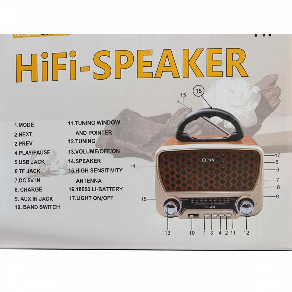 HiFi speaker close-up Bluetooth wireless audio portable music player rechargeable sound system Lebanon DENX DX2432