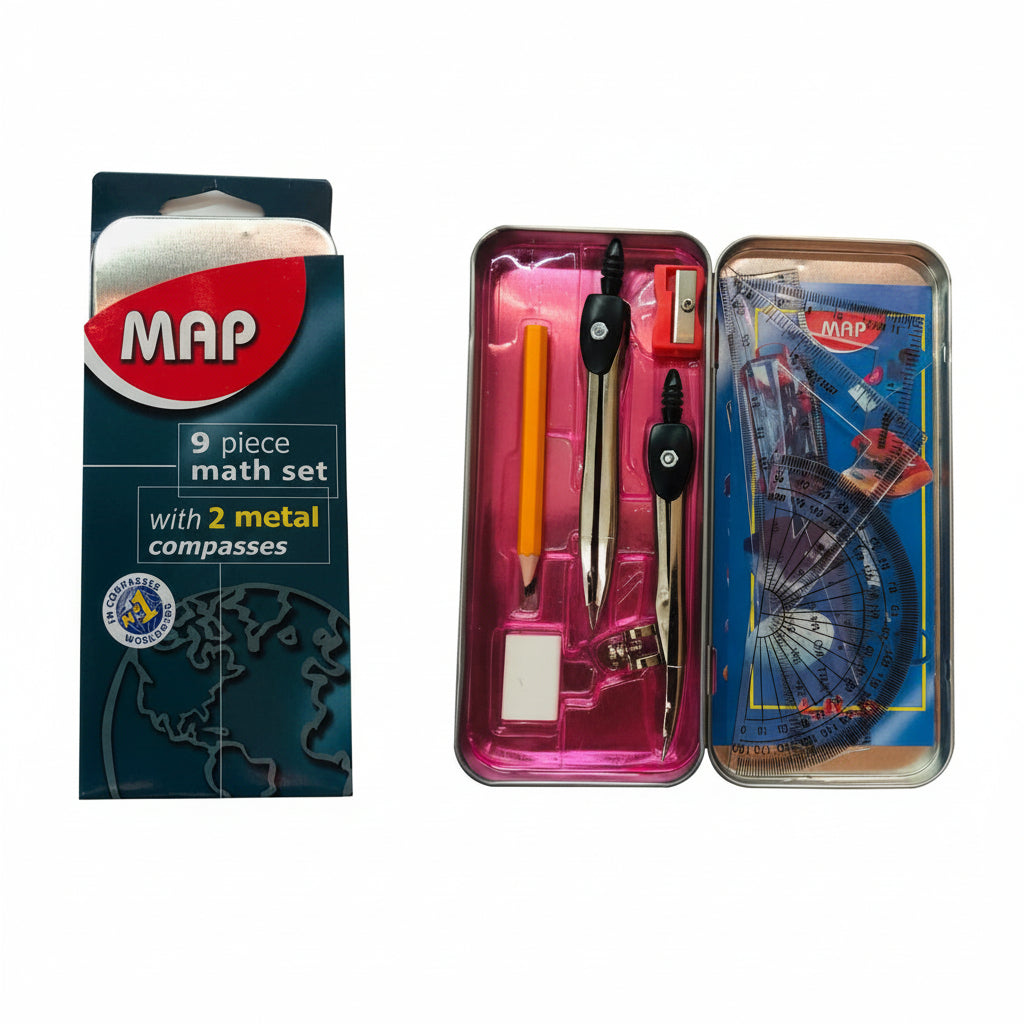 math geometry set Professional 9 piece metal compasses protractor ruler divider technical drawing instruments school supplies students Lebanon Beirut Tripoli Sidon
