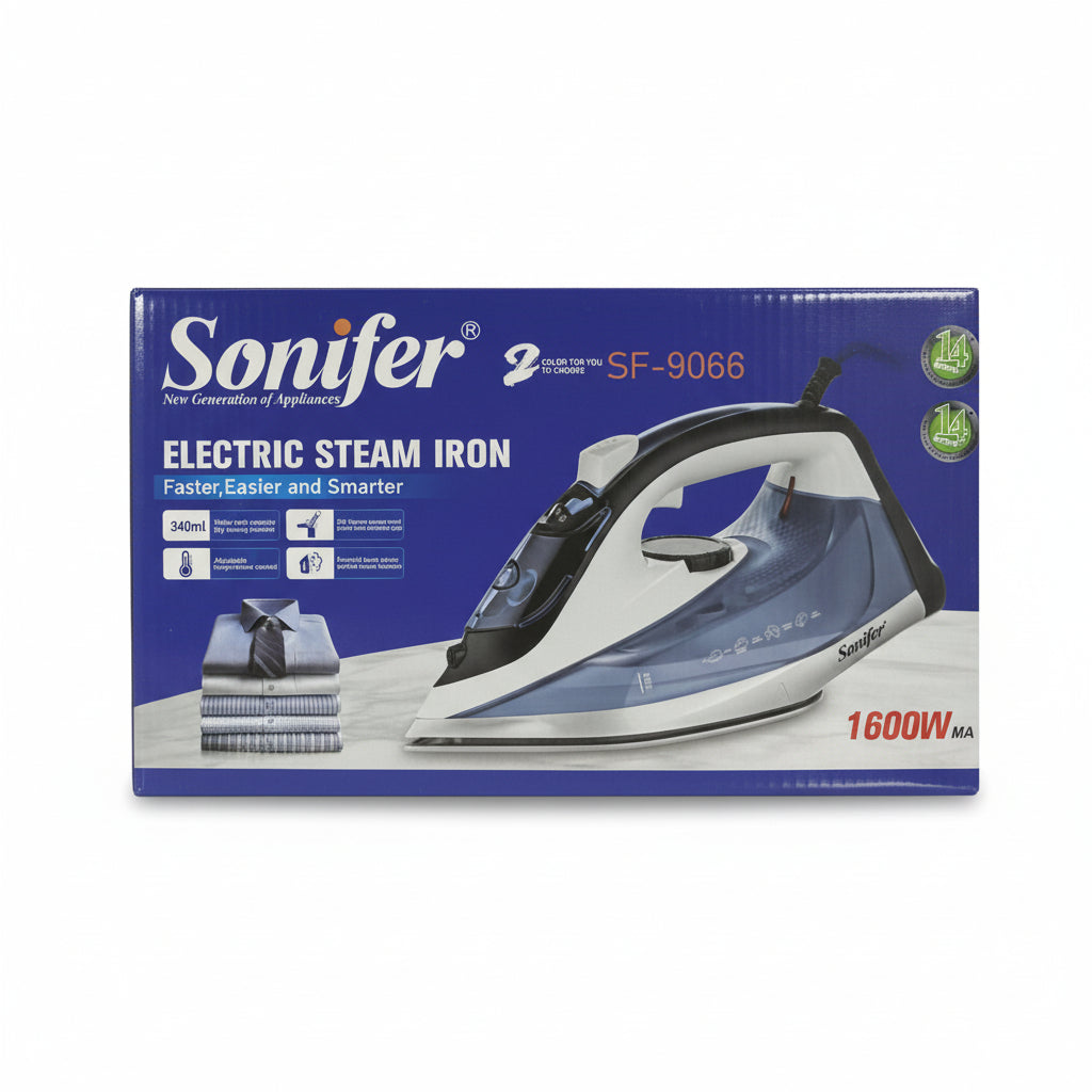 iron steam ceramic soleplate close-up professional fabric pressing smooth gliding powerful steam garment care Lebanon SONIFER