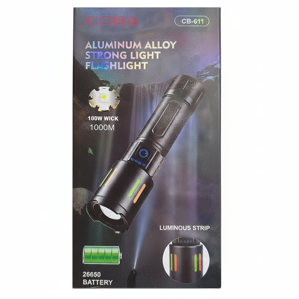 flashlight 100W LED torch 1000M COBA CB-611 aluminum alloy range luminous strip tactical strong light emergency outdoor Lebanon