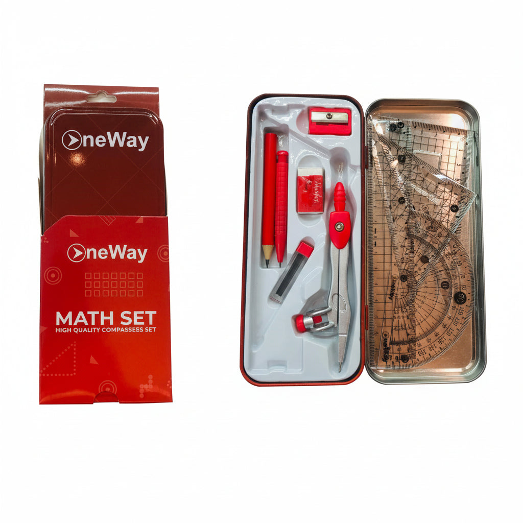 math set geometry ONEWAY compass protractor ruler tools red case mathematics school supplies students Lebanon
