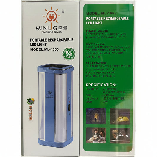 LED light Portable rechargeable ML-1665 50W solar AC dual power 4000mAh emergency lamp 100 SMD flashlight power outage Lebanon