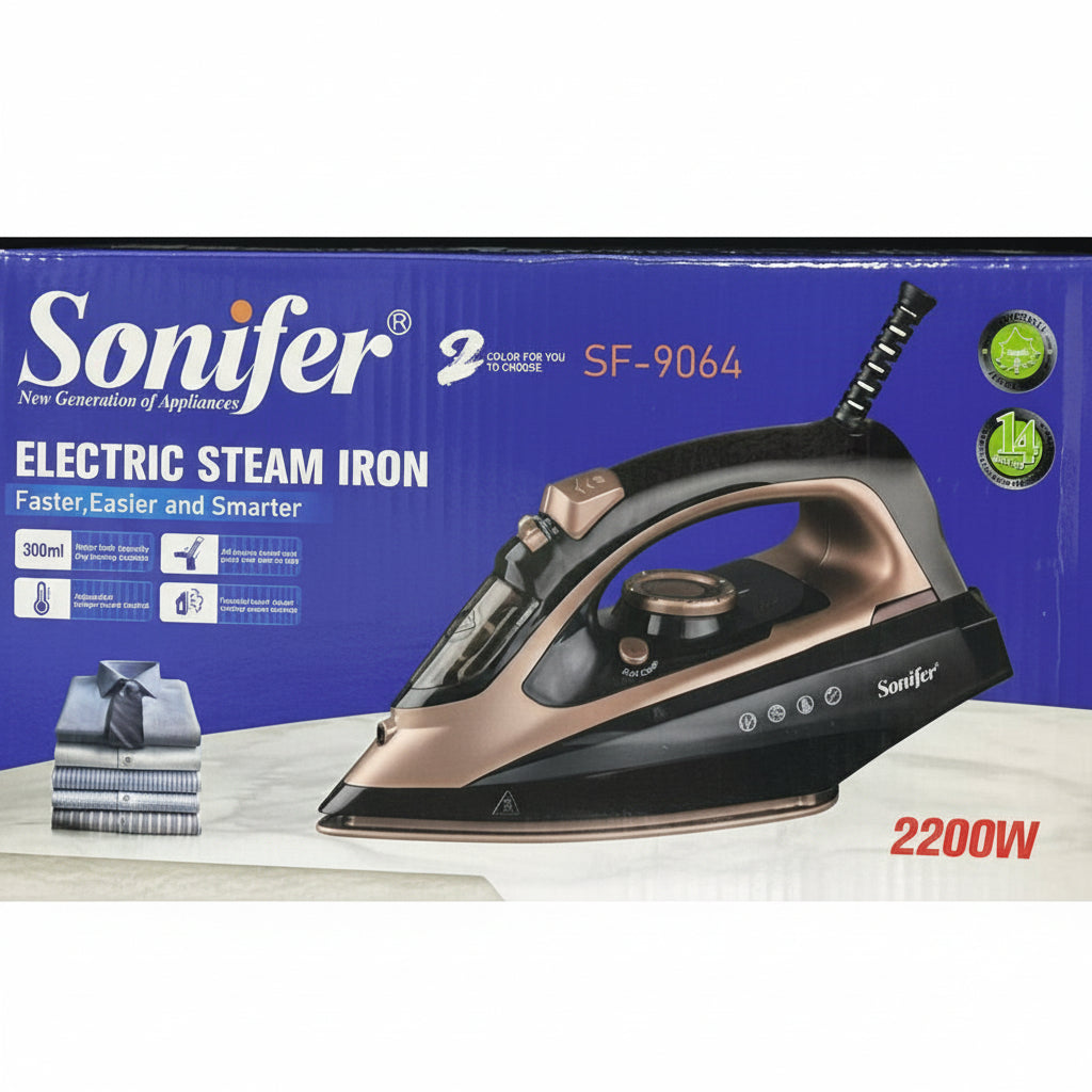 steam iron ceramic soleplate adjustable temperature clothes press garment steamer wrinkle-free laundry home appliance Lebanon SONIFER 
