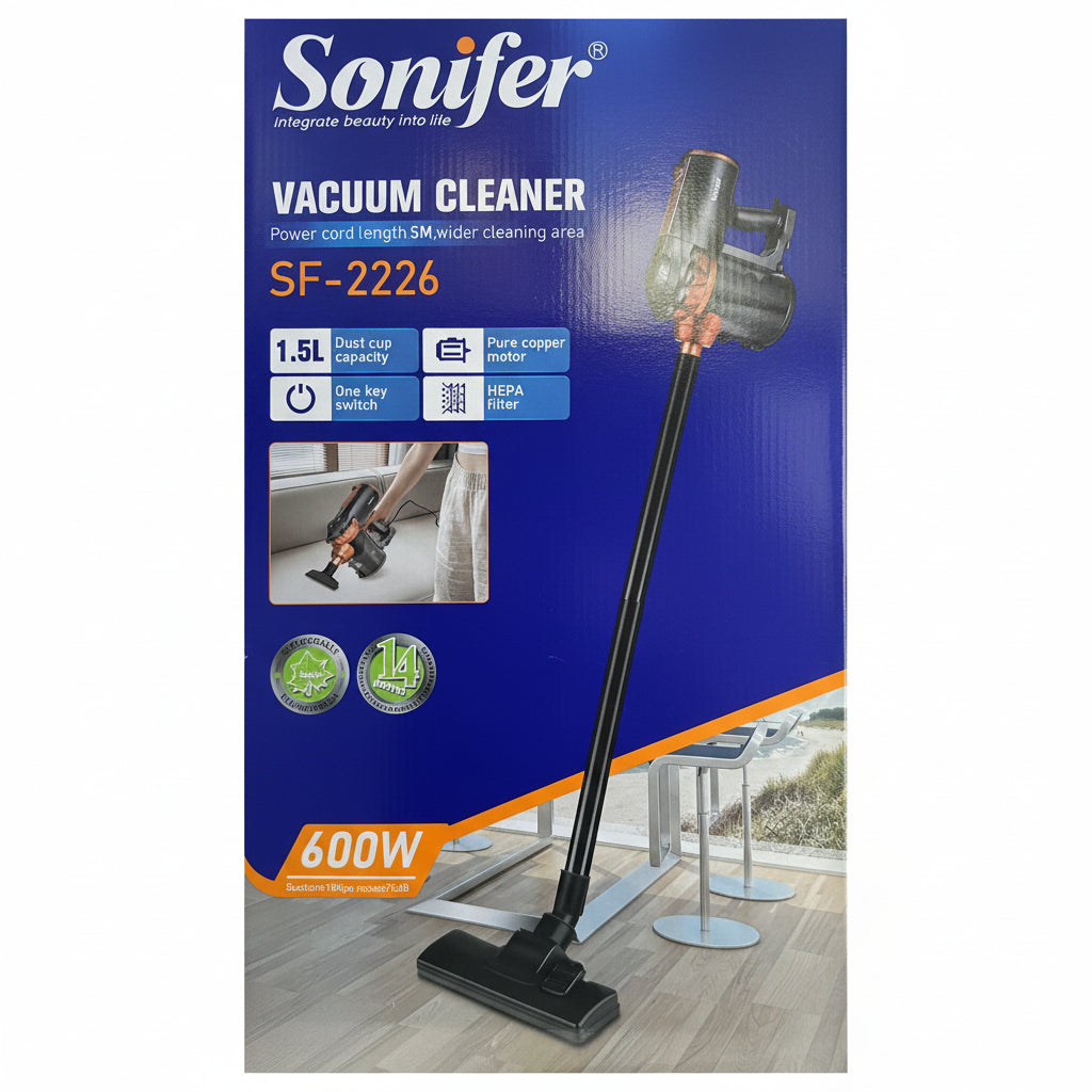 vacuum cleaner 600W hoover 1.5L capacity 5M cord HEPA filter pure copper motor carpet floor cleaner Lebanon SONIFER SF-2226