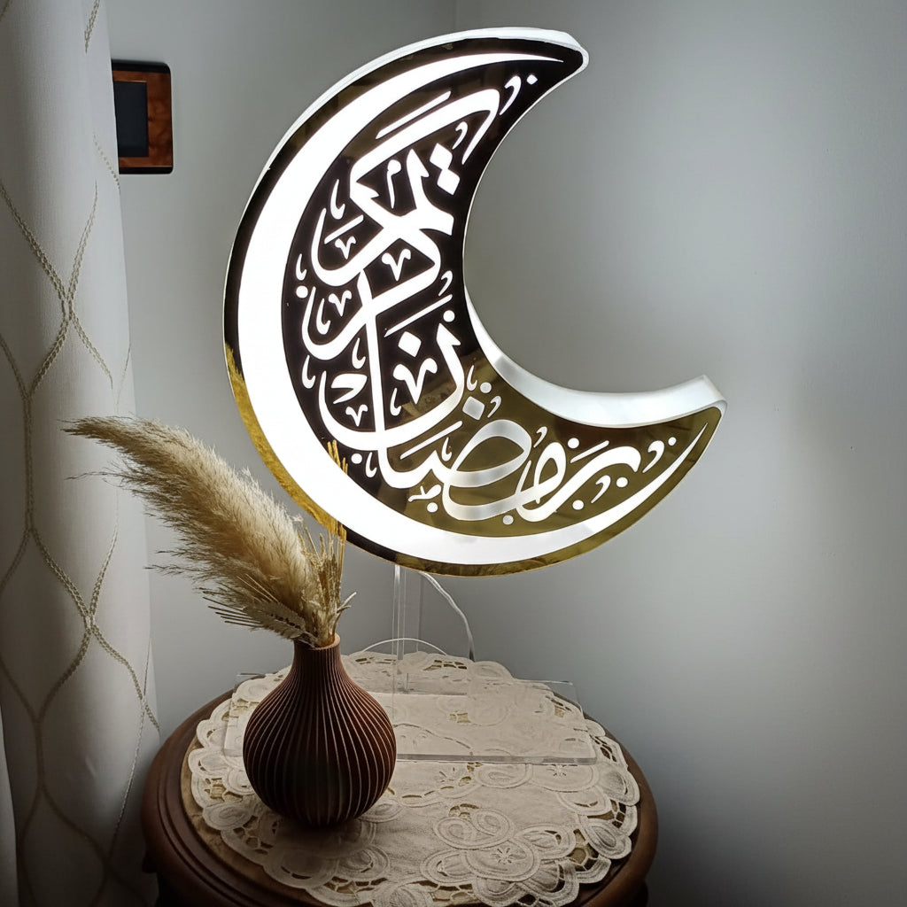 crescent moon with Ramadan Kareem